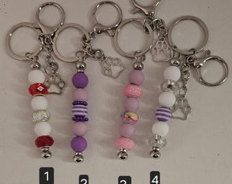 Beaded Keychain: Colorful Bauble, Paw Print Charm, Bag Accessory