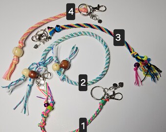 Hand Woven Friendship Keychain: Cotton Fiber Bag Charm with BFF Charm