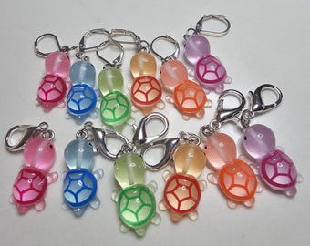 Fun Colorful Resin Turtle Stitch Markers: Knitting Crochet Accessories, Set of 6