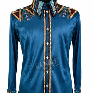 Western Show Shirt with Crystal Detail, Showmanship Competition Apparel for Cowgirls