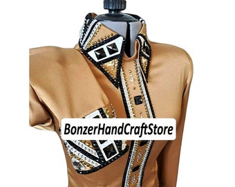 Gold Showmanship Shirt: Rhinestone Western Show Shirt