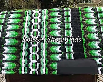 Green & Black Western Show Saddle Pad and Blanket for Horse and Ranch Riding
