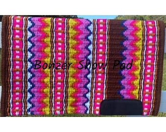 Western Show Pad, Hand-Loomed Wool Pad Saddle Blanket, Custom Horse Gifts