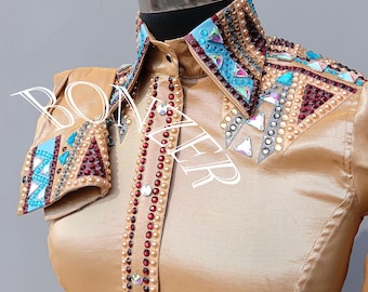 Gold Western Show Shirt for Women and Cowgirl, personalized gift for her