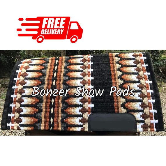 Western Show Pad for Horses Thick Wool Saddle Blanket Black Brown Rust Beige White