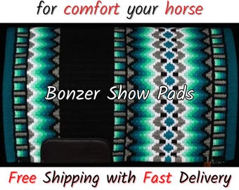 Show pad Royal Turquoise Aqua Green Teal Blue goregous,combination custom saddle pad Western