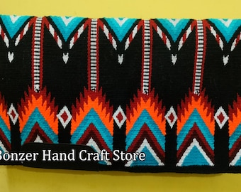 Wool Western Ranch Pad: Multicolored Horse Riding Show Saddle Blanket