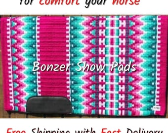 Tapis de selle anglais fun rose pailleté tout usage avec oreilles
