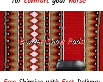 Show pad Red Base Black Tan White goregous,combination custom saddle pad Western