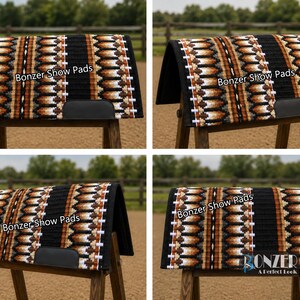 Handwoven western saddle blanket in brown and cream for horse riding