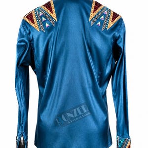 Crystal Show Shirt Featuring Hand Placed Stones and Tailored Competition Fit