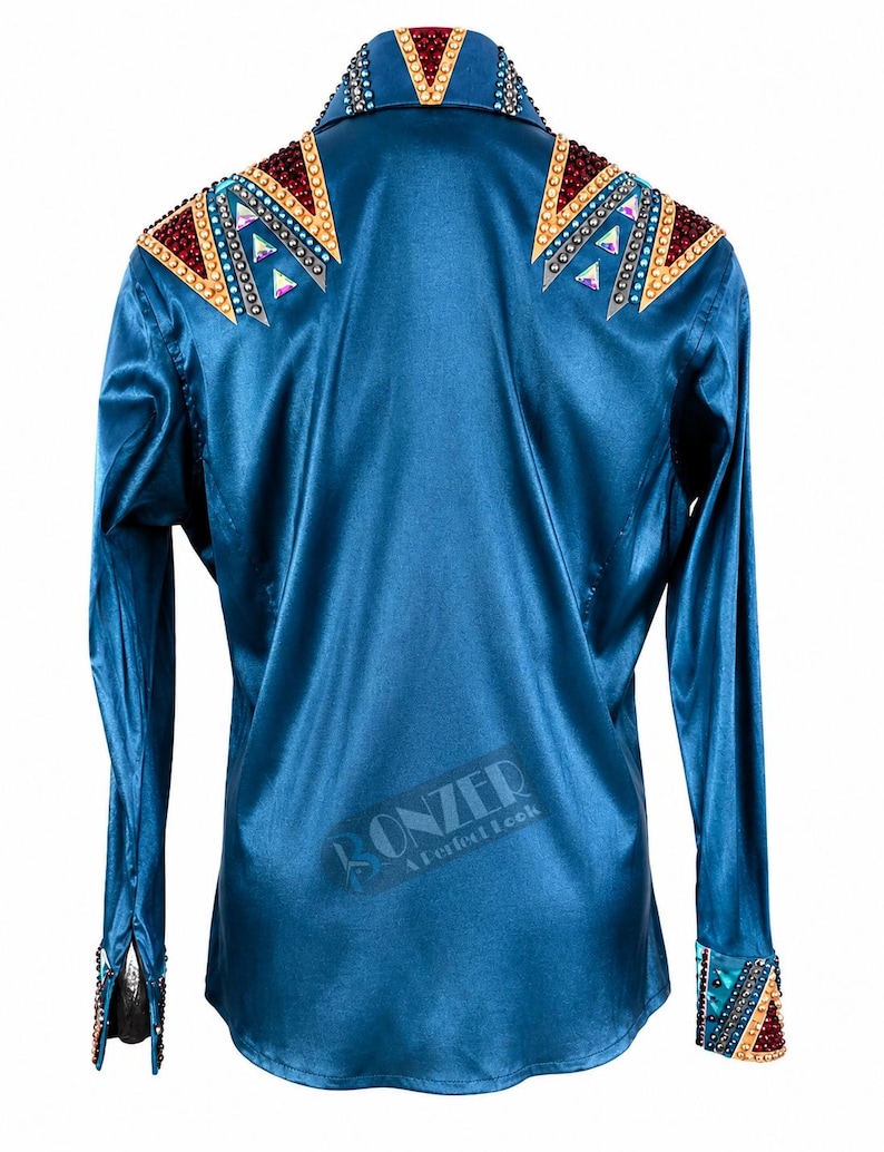 Crystal Show Shirt Featuring Hand Placed Stones and Tailored Competition Fit