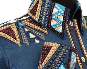 Western Show Shirt Showmanship Horsemanship Rodeo Queen Crystal Equestrian Competition Apparel