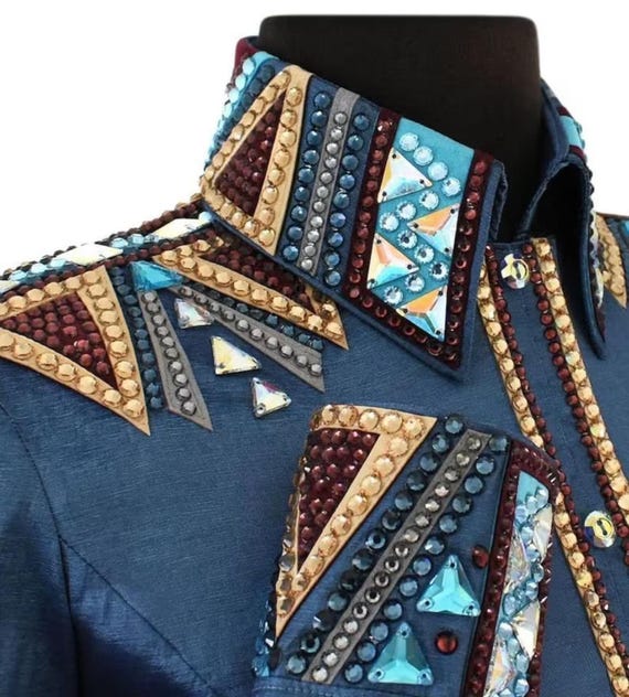 Western Show Shirt Showmanship Horsemanship Rodeo Queen Crystal Equestrian Competition Apparel