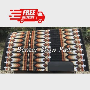 Southwestern western show pad in cream and charcoal grey front angle