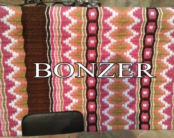 Brown Pink White Western Show Pad | Custom Saddle Blanket & Saddle Cloth | Horse Riding Pad | Equestrian Showmanship Horsemanship Saddle Pad