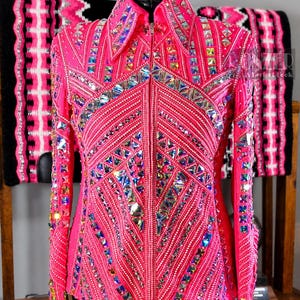 Complete western show set including custom jacket and matching saddle pad for equestrian competitions