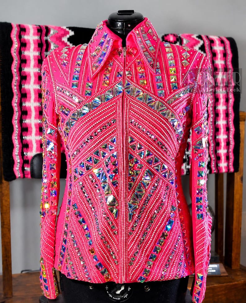 Complete western show set including custom jacket and matching saddle pad for equestrian competitions