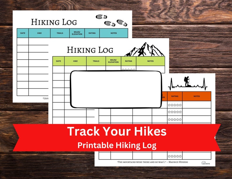 Hiking Log Printable Trail Tracker and Hiking Log Hiking Etsy