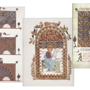 Średniowieczne zabytkowe ilustracje do druku, ozdobne listy i rękopisy religijne do pobrania w wersji cyfrowej