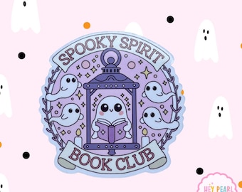Spooky Spirit Book Club Sticker: Haunted Bookish Ghost Vinyl Decal