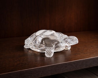 Vintage Klarglas Schildkröte Figur Briefbeschwerer