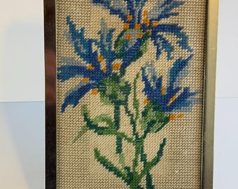 Blommig nålspets inramad broderi väggkonst