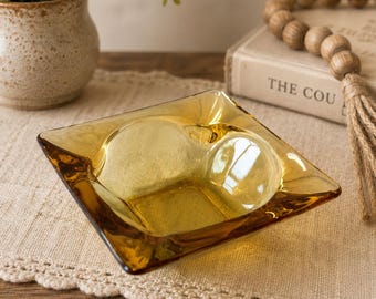 Vintage Bernstein Glas Aschenbecher Mid Century Modern Glas Catchall Dish Retro Tobacciana Dekor Kleines Schmucktablett