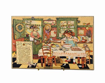 Vintage Florence Rosenthal “Rezept für Glück” Druck, Cottage Küche Wandkunst, Volkskunst Illustration