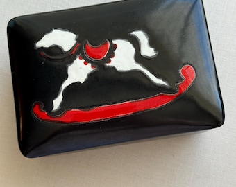 Vintage Schaukelpferd Keramik Trinket Box