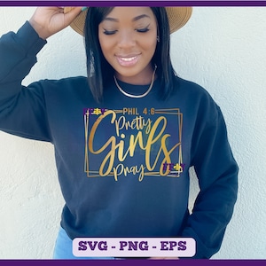 Hübsche Mädchen beten SVG für T-Shirt, Mädchen beten SVG, beten SVG, beten darauf SVG, Glaube, sofortiger Download Png SVG
