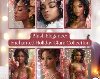 Pink Holiday Glam for Christmas | Elegant Art for Holiday Cards & Gifts | Holiday PNG I Festive Christmas I Instant Download I AI Art
