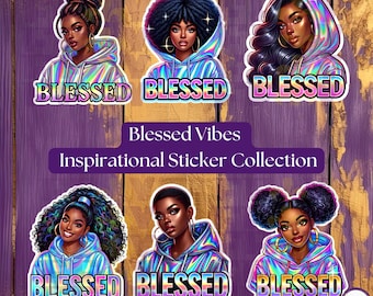 Blessed Inspirational Sticker Set | Motivational PNG Clipart for Planners & Journals | Instant Download | Print and Cut | Religious AI Art