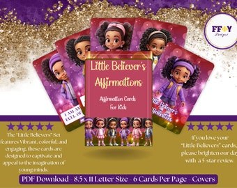 Cartes de vœux pour enfants | Cartes de vœux de fille noire | Notes de boîte à lunch | Cartes à télécharger | Invites du journal - 30 cartes imprimables