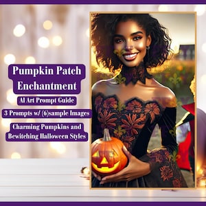 Halloween AI Art Prompts | Pumpkin Patch and Witch Designs | Printable Art for Halloween Cards, Gifts, and Decor | Instant Download AI Art