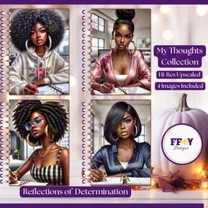 Empowering Journal Covers for Women | Digital PNG Designs for Planners & Notebooks | Printable Black Women Art | Instant Download I AI Art
