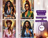 Faith-Based Journal Covers for Women | Digital PNG Designs for Planners & Notebooks | Printable Black Women Art | Instant Download I AI Art