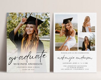 Minimalist Graduation Announcement Card CANVA Template | Instant Download, Printable, Editable Template | The McKenzie