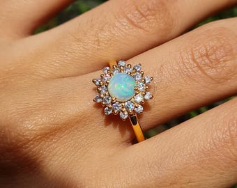 White Opal Ring, Sterling Silver, October Birthstone, Handmade Jewelry