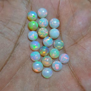 6mm Natural Ethiopian Opal Round Cabochon  ,Fire Opal Loose Gemstone ,Rainbow Play of Color ,Jewelry Making Supplies, wholesale opal gems