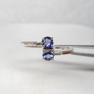 Iolite Ring, Natural Iolite Gemstone Ring, High Quality Gemstone Ring, Three Gemstones Iolite Ring, Iolite Engagement Jewelry, Gift For Her