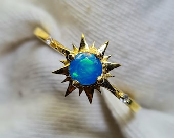 ハンドメイド　シルバー925 　シルバーリング ブルーオパール ブルーオパールシルバーリング // 925スターリングシルバー
