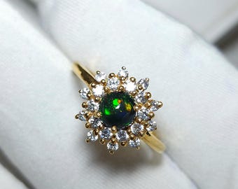 Natural Black Opal Ring with multi fire ,Cabochon black Opal in 925 Silver, October Birthstone Ring, Handmade Jewelry, gift ring, wholesale