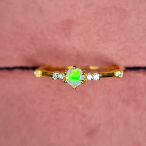 White fire dainty opal Gold wedding ring, Promise ring, Handmade ring, Statement ring, 925 Sterling silver ring, Gold Filled ring for her
