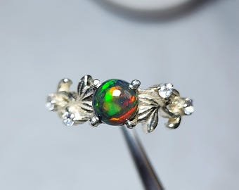 Natural Black Opal Ring with multi fire ,black Opal Cabochon in 925 Silver, October Birthstone Ring, Handmade Jewelry, gift ring, wholesale