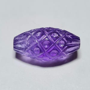 Natural Amethyst Carved Gemstone 13 Cts, 20x10mm Hand Carved Marquise Shape Purple Quartz ,Loose Gem for Jewelry Making, Ring, Pendant