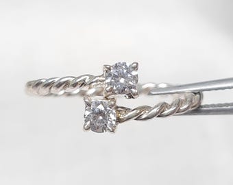 Moissanite 925 Sterling Silber Ring, einstellbar stapelbar Ring