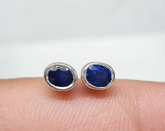 Pendientes de zafiro azul natural / Joyas de piedras preciosas de plata de ley