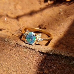 Black fire Ethiopian opal wedding ring, ring for women, October birthstone, AAA Ethiopian opal ring for her, Natural opal ring, Gift for her