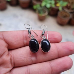 Black Onyx Earring, Gemstone Earring, 925 Silver Earring, Handmade Earring, Onyx Jewelry, Dainty Earring, Statement Earring, Natural Onyx